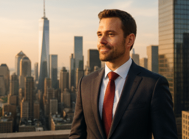 Andrew Horan Alba – New York City business consultant and urban development advisor overlooking Manhattan skyline.